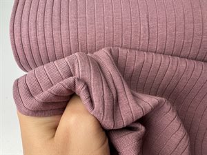 Bomuldsjersey - rillet, lækker i mørk rosa